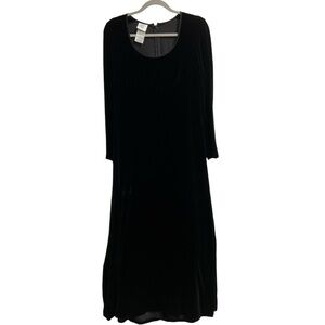 Vintage Laura Ashley Velvet Long Sleeve Maxi Dress Black Size 8